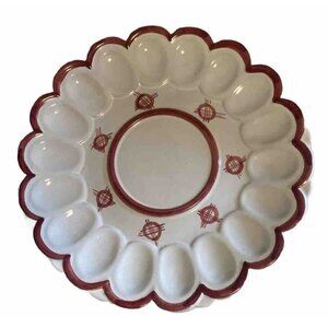 Deviled Egg Plate Italian Handpainted #18 Slots  Family Dinner Party  Holiday
